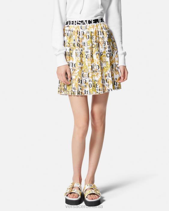 auriu și alb fusta plisata cu logo couture Versace femei îmbrăcăminte 40L62248