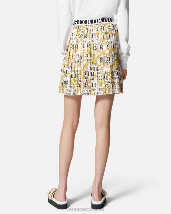 auriu și alb fusta plisata cu logo couture Versace femei îmbrăcăminte 40L62248