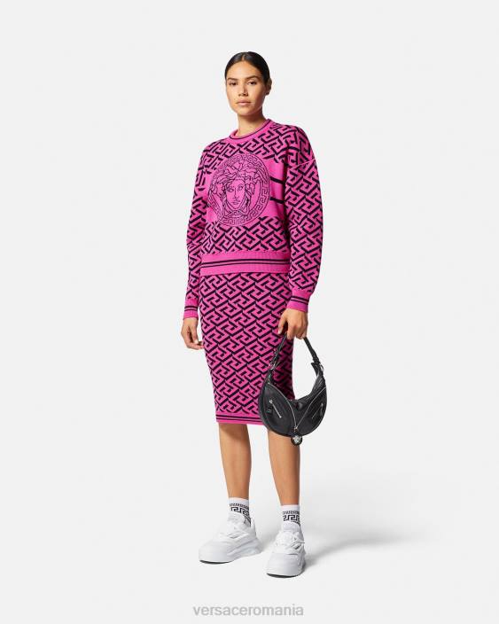 fucsie fusta midi jacquard la greca Versace femei îmbrăcăminte 40L6180