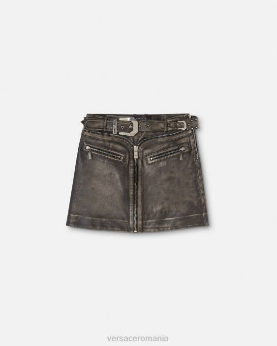 gri fusta mini din piele periata Versace femei îmbrăcăminte 40L6182