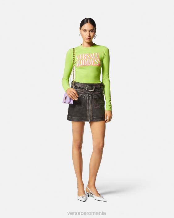 gri fusta mini din piele periata Versace femei îmbrăcăminte 40L6182