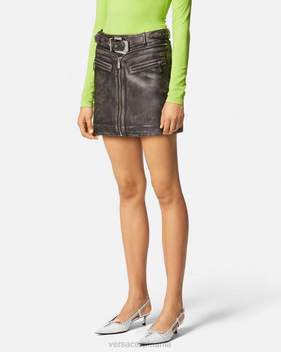 gri fusta mini din piele periata Versace femei îmbrăcăminte 40L6182