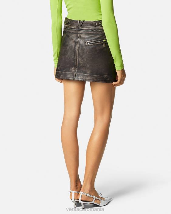 gri fusta mini din piele periata Versace femei îmbrăcăminte 40L6182