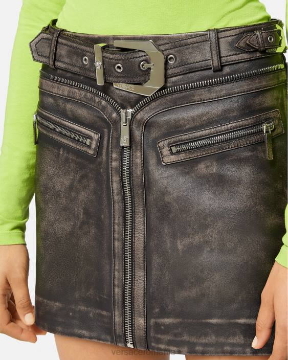 gri fusta mini din piele periata Versace femei îmbrăcăminte 40L6182