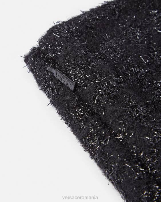 negru fustă mini din tweed cu vârfuri Versace femei îmbrăcăminte 40L6186