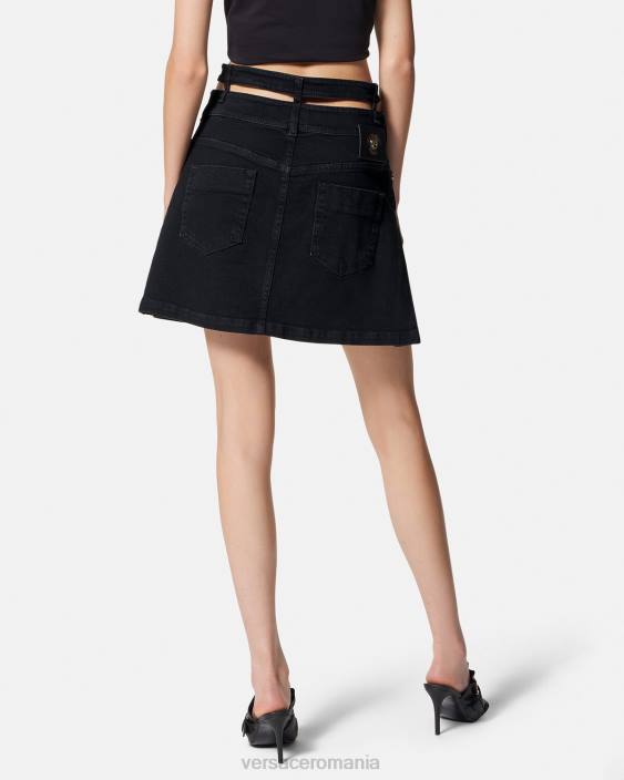 negru fusta mini denim cu catarama baroc Versace femei îmbrăcăminte 40L62151