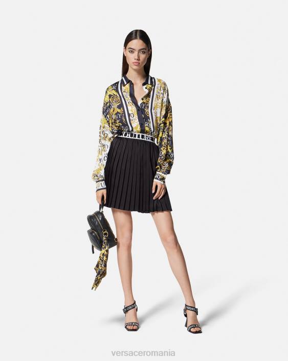 negru fusta plisata cu logo Versace femei îmbrăcăminte 40L62152