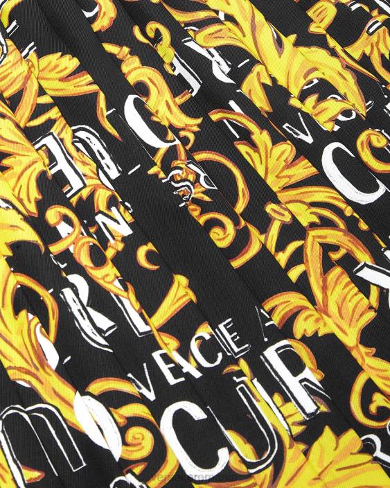 negru si auriu fusta plisata cu logo couture Versace femei îmbrăcăminte 40L62250