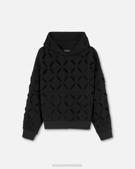 negru hanorac supradimensionat, tăiat în dificultate Versace femei îmbrăcăminte 40L6142
