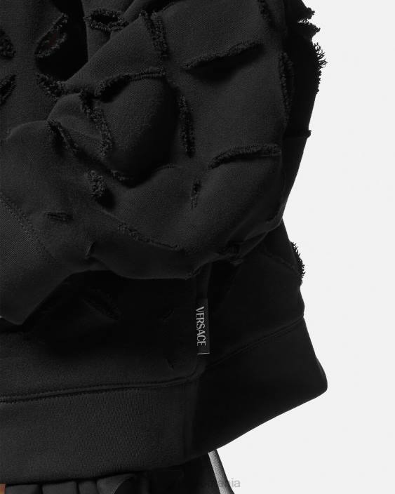 negru hanorac supradimensionat, tăiat în dificultate Versace femei îmbrăcăminte 40L6142