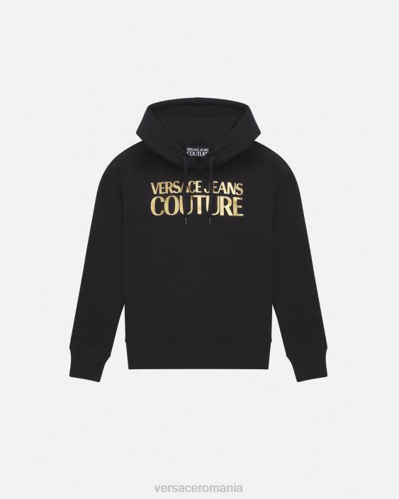 negru si auriu hanorac cu logo Versace femei îmbrăcăminte 40L62234