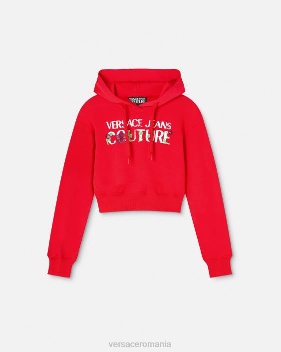 portocale hanorac crop cu logo trandafiri Versace femei îmbrăcăminte 40L62170