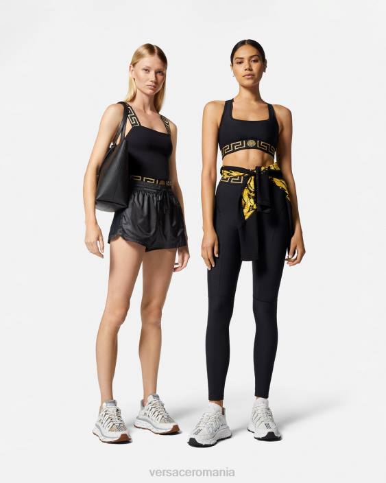 negru pantaloni scurți de sport greca border Versace femei îmbrăcăminte 40L6238