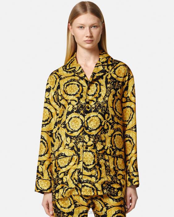 imprimare cămașă de pijama din mătase cu imprimeu barocco Versace femei lenjerie intimă și îmbrăcăminte de plajă 40L61027