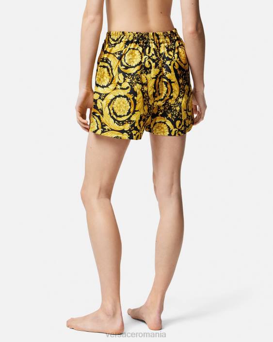 imprimare pantaloni scurți de pijama din mătase cu imprimeu barocco Versace femei lenjerie intimă și îmbrăcăminte de plajă 40L61030