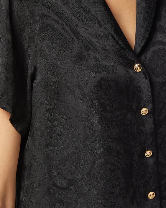 negru si gri Top de pijama crop barocco jacquard Versace femei lenjerie intimă și îmbrăcăminte de plajă 40L61028