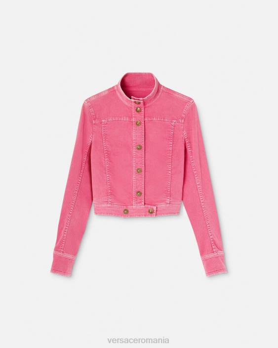 fucsie jachetă de denim crop Versace femei îmbrăcăminte 40L62254
