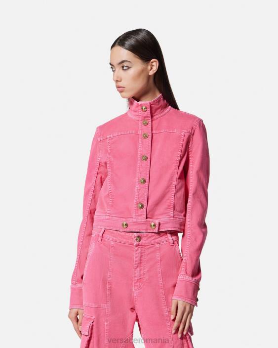 fucsie jachetă de denim crop Versace femei îmbrăcăminte 40L62254
