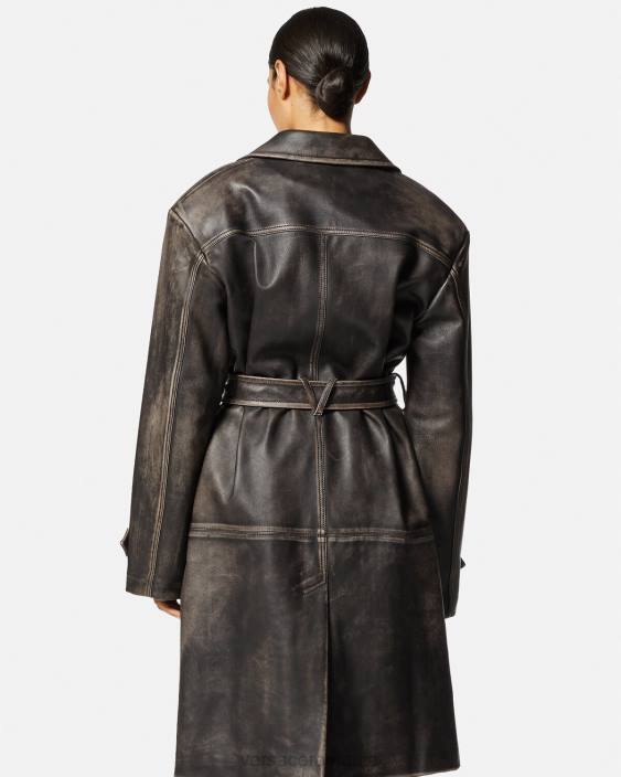 gri Trenci din piele periată barocco Versace femei îmbrăcăminte 40L697