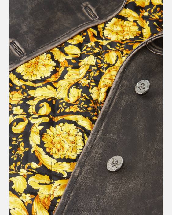 gri Trenci din piele periată barocco Versace femei îmbrăcăminte 40L697