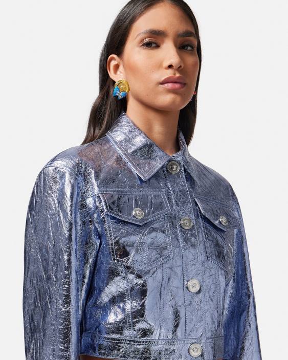 metalic geacă din piele metalizată medusa Versace femei îmbrăcăminte 40L680