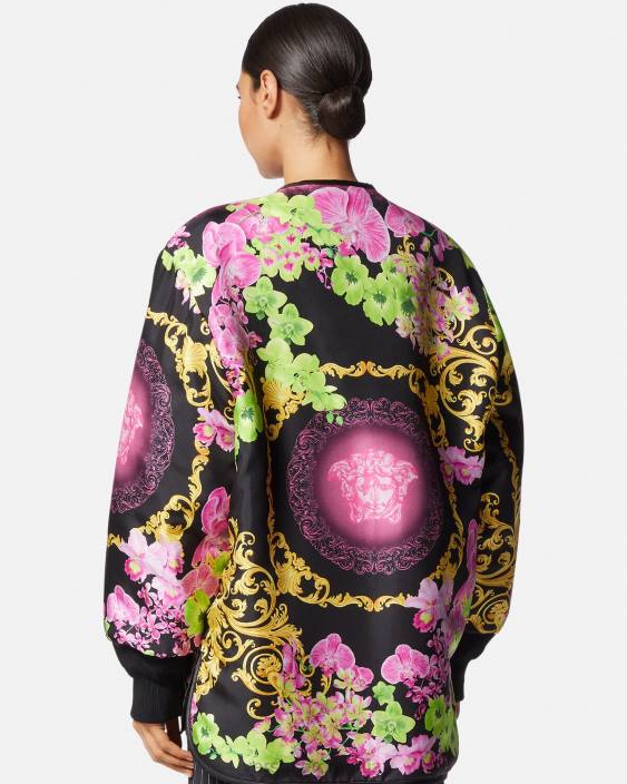 negru și imprimat geaca reversibila medusa orhidee Versace femei îmbrăcăminte 40L699