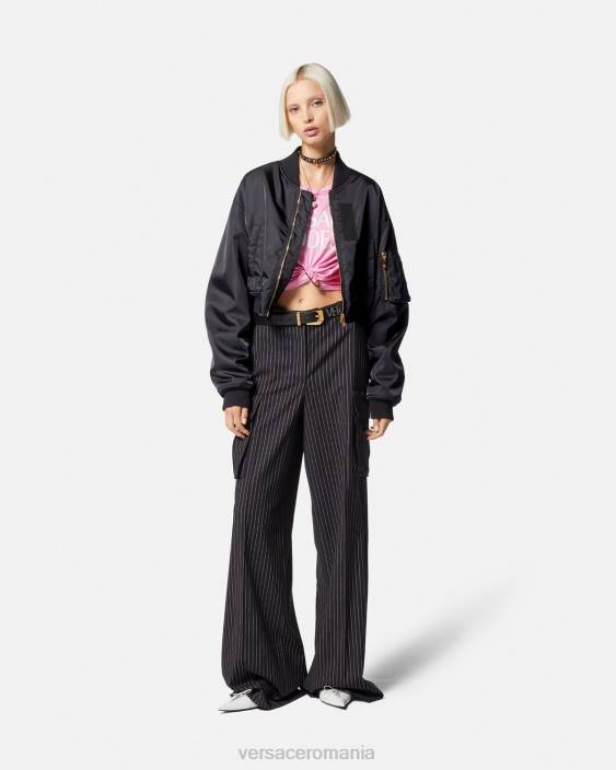 negru jachetă bomber crop zeiță Versace femei îmbrăcăminte 40L6103