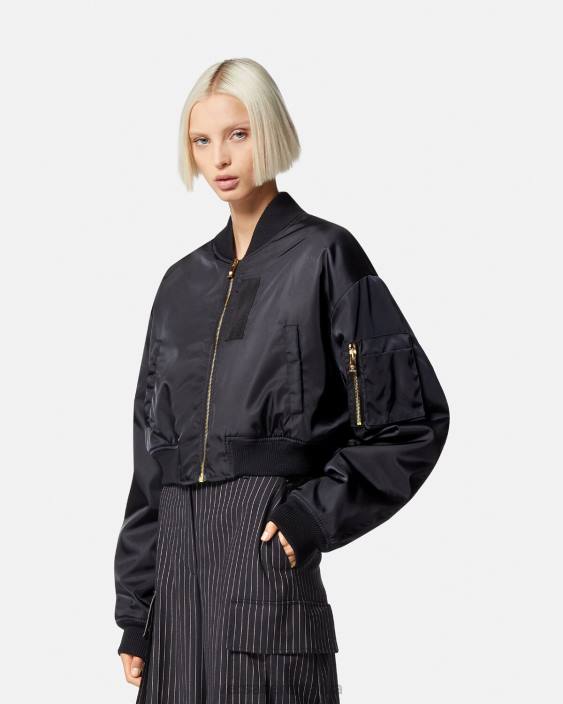 negru jachetă bomber crop zeiță Versace femei îmbrăcăminte 40L6103