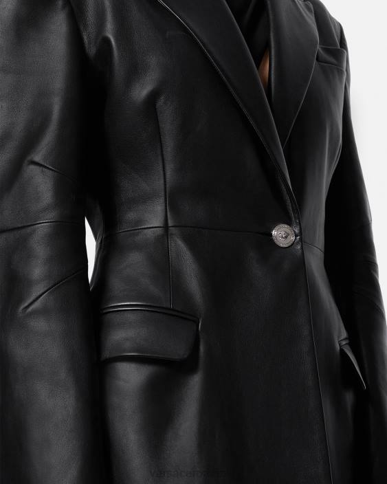 negru palton lung din piele medusa Versace femei îmbrăcăminte 40L692