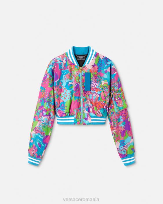 o singură culoare jachetă bomber crop de vară florală Versace femei îmbrăcăminte 40L679