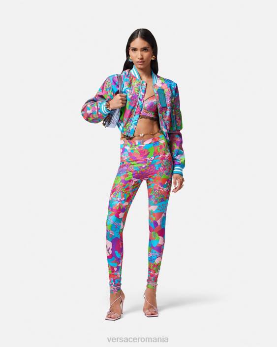 o singură culoare jachetă bomber crop de vară florală Versace femei îmbrăcăminte 40L679