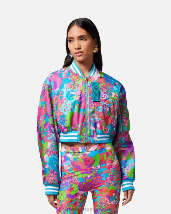 o singură culoare jachetă bomber crop de vară florală Versace femei îmbrăcăminte 40L679