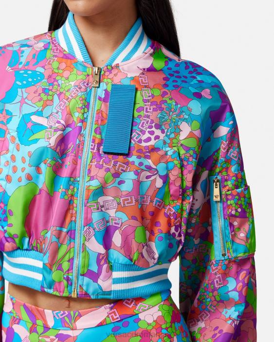 o singură culoare jachetă bomber crop de vară florală Versace femei îmbrăcăminte 40L679