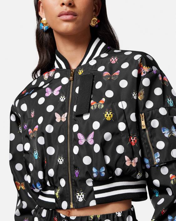 o singură culoare jachetă bomber crop fluturi Versace femei îmbrăcăminte 40L678