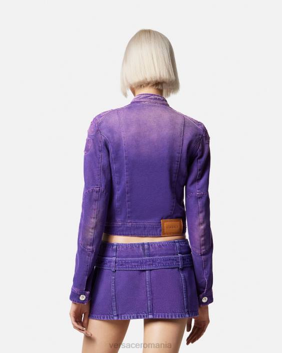 violet geacă biker din denim medusa Versace femei îmbrăcăminte 40L693