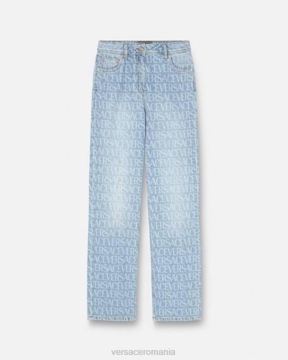 albastru blugi cu picioare largi peste tot Versace femei îmbrăcăminte 40L6193