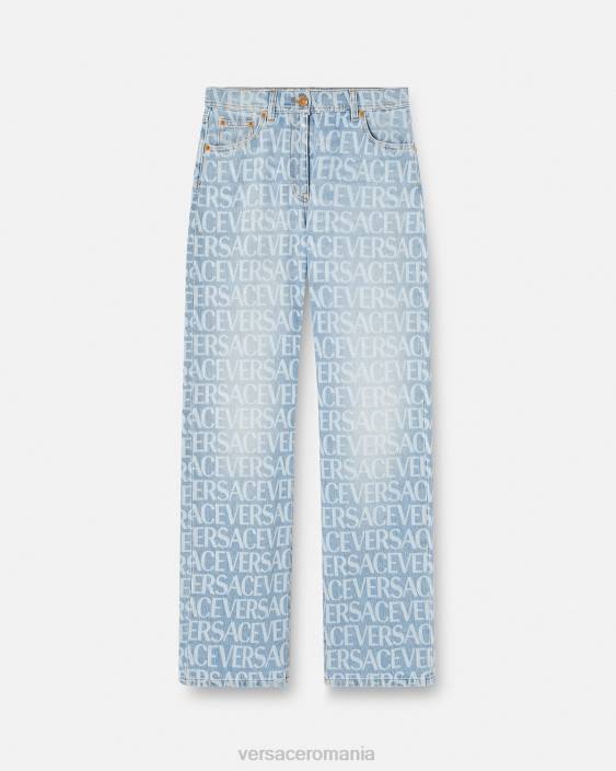 albastru blugi cu picioare largi peste tot Versace femei îmbrăcăminte 40L6198