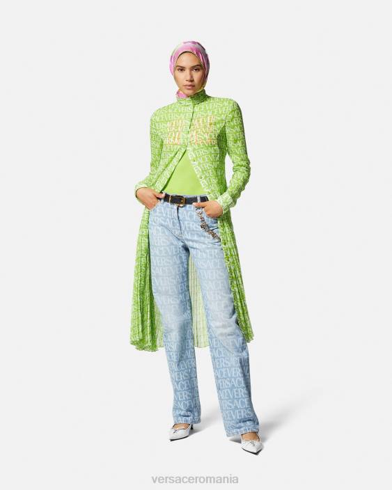 albastru blugi cu picioare largi peste tot Versace femei îmbrăcăminte 40L6198