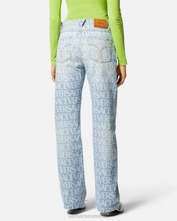 albastru blugi cu picioare largi peste tot Versace femei îmbrăcăminte 40L6198