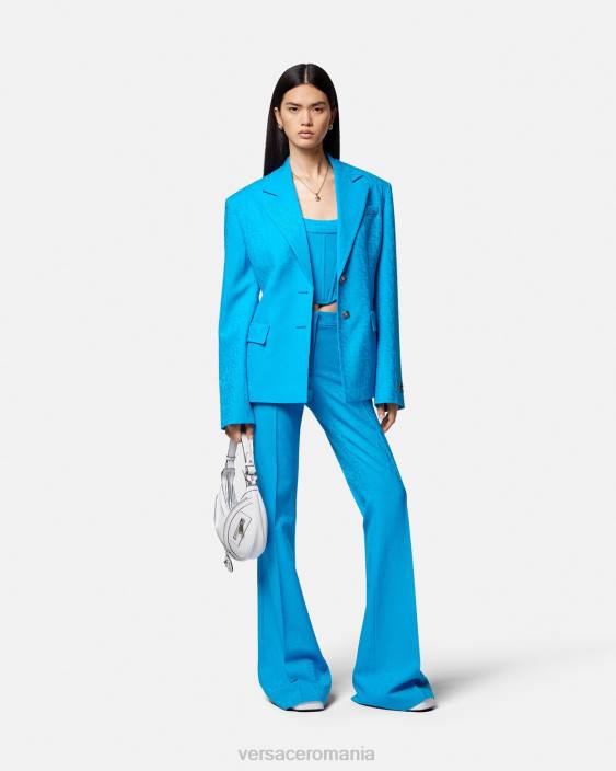 albastru pantaloni formali din jacquard Versace femei îmbrăcăminte 40L6121