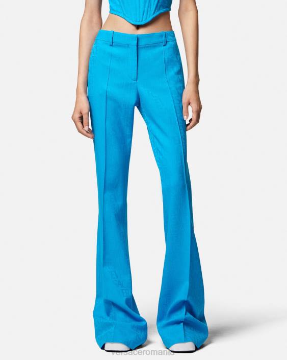 albastru pantaloni formali din jacquard Versace femei îmbrăcăminte 40L6121