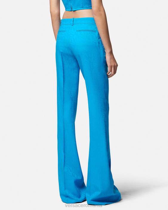 albastru pantaloni formali din jacquard Versace femei îmbrăcăminte 40L6121