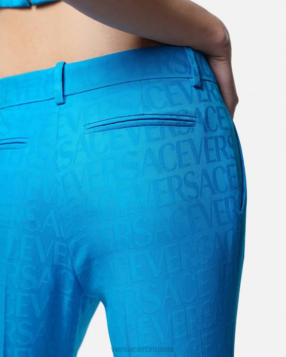 albastru pantaloni formali din jacquard Versace femei îmbrăcăminte 40L6121