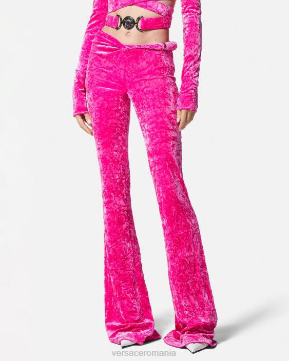 fucsie pantaloni evazați de catifea rulați Versace femei îmbrăcăminte 40L6215