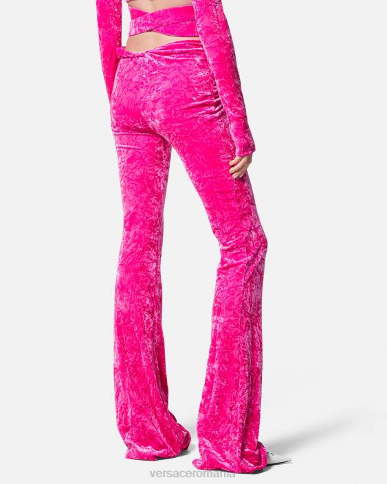 fucsie pantaloni evazați de catifea rulați Versace femei îmbrăcăminte 40L6215