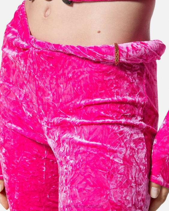 fucsie pantaloni evazați de catifea rulați Versace femei îmbrăcăminte 40L6215