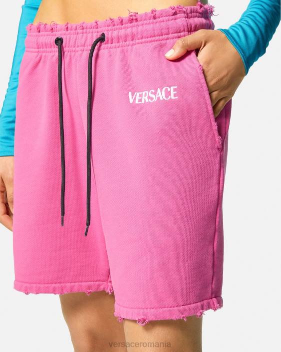 fucsie pantaloni scurți de transpirație cu logo învechit Versace femei îmbrăcăminte 40L6219