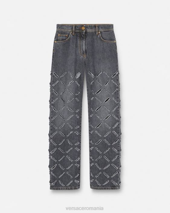 gri blugi tăiați cu picioare largi Versace femei îmbrăcăminte 40L6226