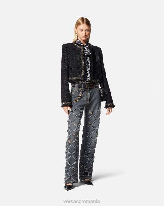 gri blugi tăiați cu picioare largi Versace femei îmbrăcăminte 40L6226
