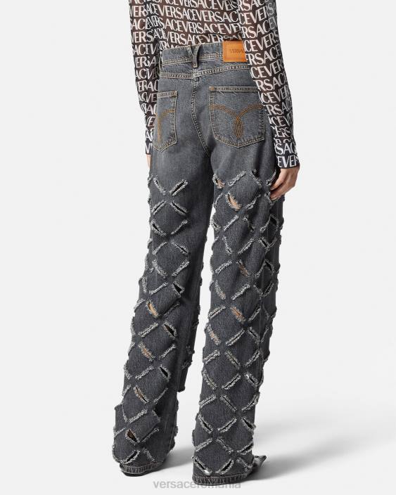 gri blugi tăiați cu picioare largi Versace femei îmbrăcăminte 40L6226